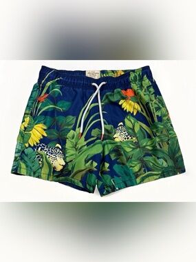 Abercrombie & Fitch Swim Trunks Floral Jungle Theme Size Medium Mesh Size Large